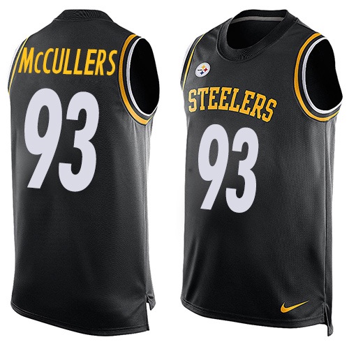 Men's Limited Dan McCullers Nike Jersey Black - #93 Player Name & Number Tank Top NFL Pittsburgh Steelers